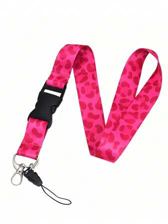 1 pieza Cordón de cuello de liberación rápida para llaves, llavero, Cordón de leopardo rosa para maestros para mujeres y hombres, Cordón para teléfono con hebilla de liberación rápida para tarjeta de identificación, billetera. Regalo de Navidad