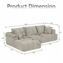 YOGLAD L-Shaped Sectional Sofa With Chaise, Boneless Sofa With Modern Minimalist Design, Chenille Fabric Luxury Modular Sofa Couch For Living Room, No Assembly Required, Convertible Sleeper Sofa Bed, Plush Sponge & Pocket Spring Support, Soft Cloud Couch, Apartment Furniture, Khaki - Khaki (Left Facing Chaise) - 查看 2