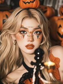 12PCS/1PC 万圣节化妆脸部纹身贴，可爱鬼化妆纹身贴拍摄角色扮演道具贴，防水防汗，适合狂欢派对角色扮演