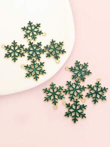 10pcs NEW Style Christmas Snowflake Styling Sparkling Powder Drip Oil Charms, Men And Women Clavicle Chain Necklace, Bracelet, Earrings, Keychain And Festival Party & Xmas Tree Hanging Decorations DIY Alloy Pendants - Perfect For Christmas Day, New Year, And Winter Celebrations - Snowflake - View 10