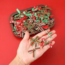 10/20pcs Christmas Mini Bows Small Satin Ribbon Bows Bowknot Metallic Edge For Hand Account Sewing Appliques Crafts Decor Wedding Birthday Party Decoration DIY Crafts