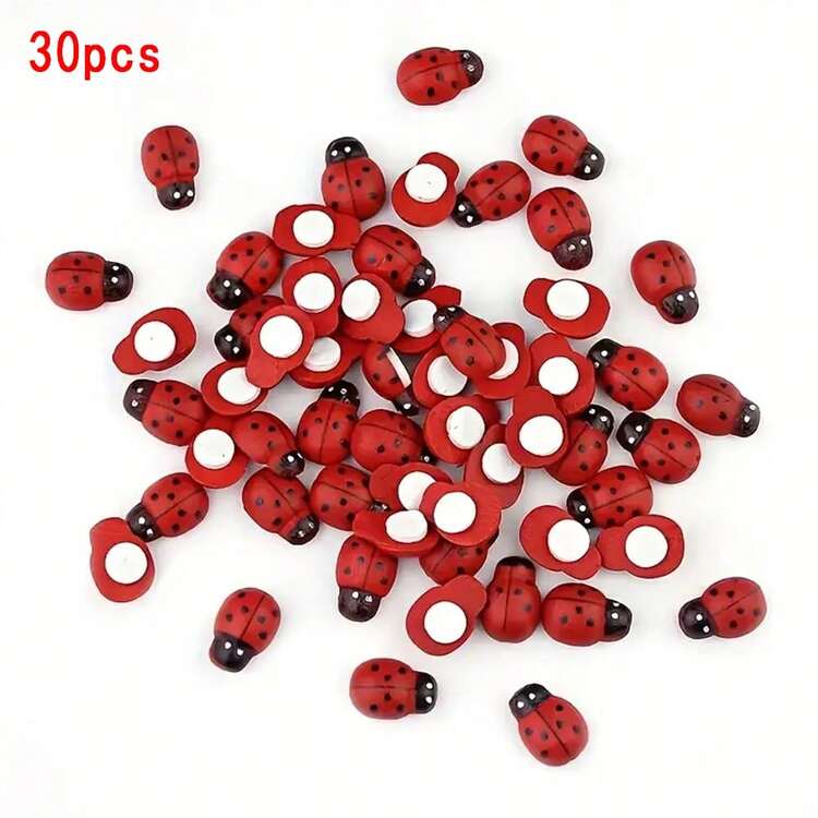 3/10/20/30/50pcs Red Wooden Ladybugs Realistic Ladybug Insect Miniature Sample Model Plants Magnets Tiny Ladybug Funny Potted Plant For Crafts DIY Self-Adhesive Mini Ladybugs Tiny Ladybug Decoration For Craft Scrapbooking Micro Landscape Party Home Garden Decor Flatback Wood Ladybugs Embellishments - Red - View 16