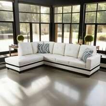 L-Shaped Sofa PU Leather Sectional Sofa Upholstered 2-Piece Sofa Set For Living Room With Recliner, Suitable For Various Homes/Offices And Small Apartments/Couch/Futon/Bean Bag/Furniture/Muebles Para Sala(Left) - Bright Light Grey(Left) - 查看 1