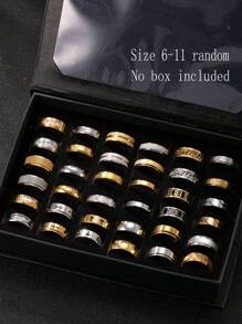 5/10/15/20pcs Stainless Steel Mixed Men's Ring Set, Assorted Styles, Suitable For Men's Daily Wear, Festivals, Dates, Gifts