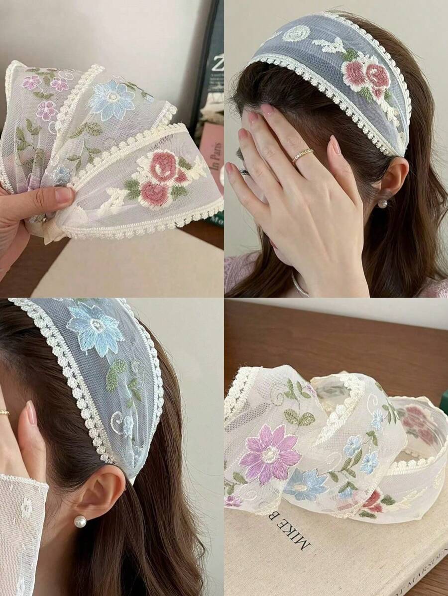 3pcs/1pc Women Elegant Versatile Embroidered Flower Headband, Suitable For Daily Use, Home, School, Beach, Work, Party, Holiday, Birthday, Back To School, New Year, Valentine's Day, Mother's Day, Wedding, Music Festival, Graduation, Hair Accessories, Hair Band, Hair Hoop, Hairband For Women, Autumn Outfits