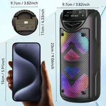 1 Portable Wireless Speaker, Compact and Mini With Cool Lighting Effects, Supports FM TWS, USB TF Card, Type-c Charging, Suitable for Outdoor Camping, Family Gatherings, Indoor Music, Work and Relaxation, Ideal Gift