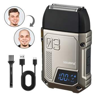 SOLIMPIA Electric Razor For Men, LED Display, Three-Speed Adjustment, Hair Trimmer For Men, 1-Hour Battery Life, Men Electric Razors For Shaving Face Beard Trimmer For Men