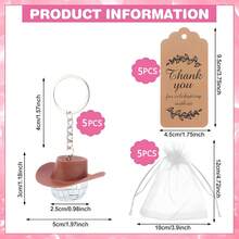 15PCS/Set Cowboy Hat Disco Ball Keychain With Thank You Tag And Organza Bag, Pink Hat Disco Ball Decoration, Suitable For Disco Party Favors And Birthday Party Favors