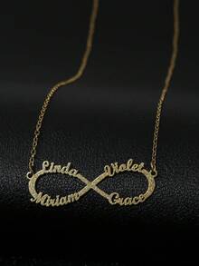 Dây chuyền tên chữ biểu tượng vô cực cá nhân hóa thời trang đa năng, trang sức tùy chỉnh, quà tặng sinh nhật, quà tặng kỷ niệm, quà tặng ngày lễ, quà tặng cá nhân hóa, quà tặng cho gia đình, bạn bè, phù hợp cho tiệc tùng, đi chơi - Vàng mờ - Xem 13