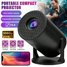720P Portable WiFi Smart Projector, Wireless Screen Mirroring, 180° Rotatable Projector With Speaker, Suitable For Home, Office, Travel, Compatible With Smartphones & Laptops - Black - View 6