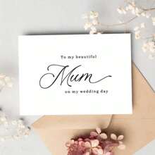 Wedding Day Greeting Card For Mum - Elegant English Language Card For Mother On Your Special Day - Includes Kraft Envelop