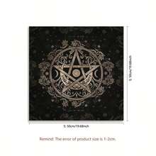 1pc Elegant Moon & Sun Mandala Spiritual Altar Cloth, Starry Sky Tablecloth, Occult Astrology Black Divination Mat, Tarot Cloth, Boho Style Gaming Mat, Home Decor - Black - View 9