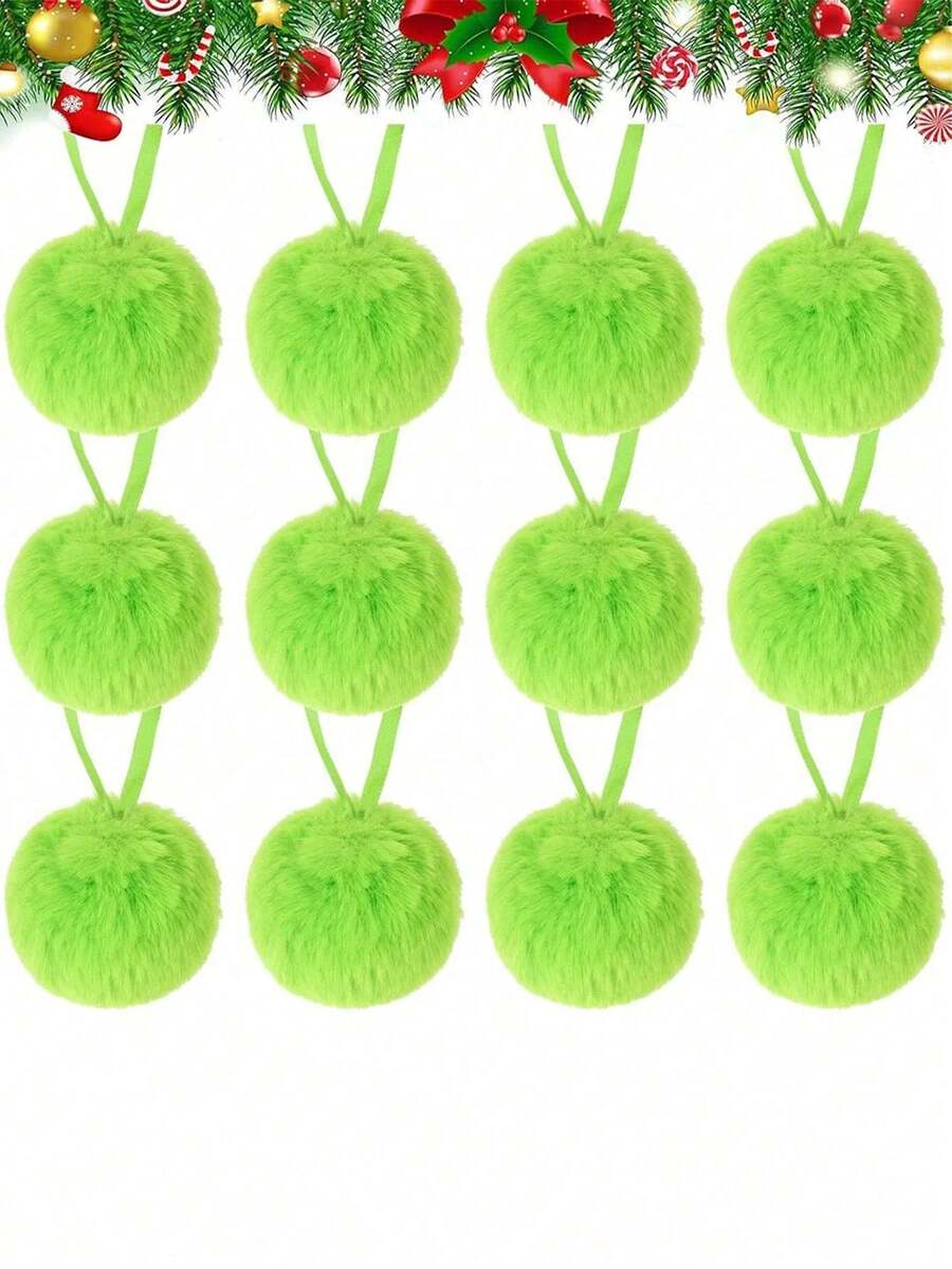 5/10 Green Faux Fur Christmas Decorations - Christmas Decorations Are Suitable For DIY Christmas Tree Hangers, Family Gatherings And Indoor Christmas Tree Wreaths. Fireplace Decoration. Christmas Decorations. Wreath Decoration - Featherless Christmas And Winter Holiday Decorations - Multicolor - View 1