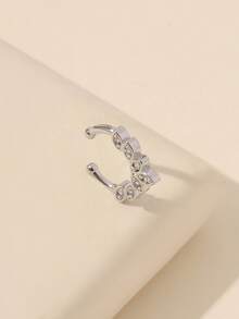 1pc Adjustable Silver-Color Rhinestone Nose Clip (Non-Piercing), Suitable For Daily Wear - Silver - View 5