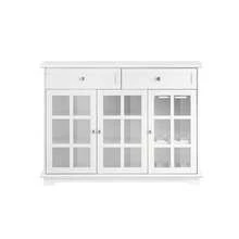 SoBuy FSB77-W, Sideboard With 2 Drawers And 3 Glass Doors, Kitchen Dining Room Living Room Storage Cabinet Cupboard Sideboard - 白色 - 查看 4