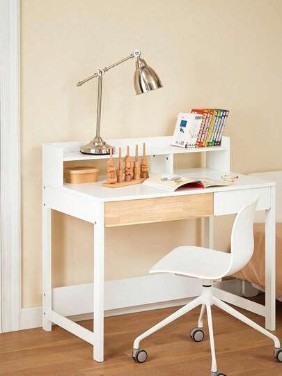 SoBuy Desk With 2 Shelves Computer Desk Office Desk Work Table For Home Office Corner Desk White W X H X D Approx. 100 X 95 X 59 Cm