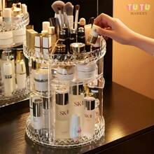 Caja De Almacenamiento De CosméTicos, Estante Giratorio De 360 Grados, Estante Ajustable Para CosméTicos De BañO, Estante Transparente De AcríLico Desmontable, Caja De Almacenamiento De Gran Capacidad Para CosméTicos, Adecuada Para Dormitorio, BañO, Sala De Estar, Guardarropa, Estudio, Oficina, Dormitorio - transparente - Ver 4