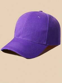 1pc Women's Plain Baseball Cap, Outdoor Sun Hat,Summer,Beach - Purple - View 3