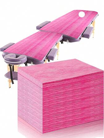 100PCS Disposable Massage Table Sheets, Pink Spa Bed Covers For Esthetician, Spa, Waxing, Lash, Tattoo, Salon Table, 31" X 71" (Pink)