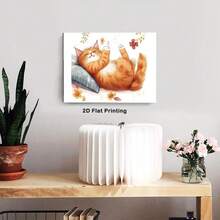 1pc 30*40cm(12x16inch) Framed Wall Art Poster Art Canvas Wall Art Lazy Cat Perfect For Home Decor Gifts & Keepsakes Ready To Hang.Stretched And Framed Ready To Hang.