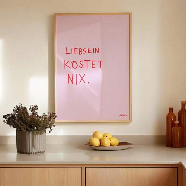 1 Stück, Wandkunst, Vintage Poster, Freundlichkeit kostet nichts Schrift Kunst Muster, Rosa Schrift Leinwand Gemälde, einzigartige kreative Wanddekoration, perfektes dekoratives Geschenk für Wohnzimmer und Schlafzimmer, ungerahmt