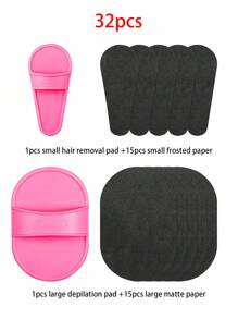 102/62/32/12pcs-Hair Removal Kit, Girl Exfoliating Kit-Smooth Legs And Facial Hair Removal Pads In 2 Sizes, Reusable Physical Hair Removal Tools, Fine Black Sandpaper For Lips And Skin, Facial Hair Remover And Sander, Smooth Facial Hair Remover, Women's Shaver, Mini Shaving And Hair Removal Kit.Christmas, Winter, Pink, Graduation.