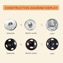 10/20/40个缝纫按扣，8毫米和10毫米，黑色和银色，缝制按扣金属按扣紧固件按扣缝纫纽扣