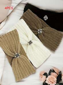 Bandany damskie 6 szt./2 szt. proste, jednokolorowe, skręcone opaski na głowę, dzianinowe, modne akcesoria do włosów, uniwersalne na wyjścia, odpowiednie na Dzień Matki, powrót do szkoły, Święto Dziękczynienia, Boże Narodzenie, Nowy Rok, Walentynki, karnawał, prezenty świąteczne, opaski do włosów, opaska do włosów na jesień i zimę, elegancki szalik damski