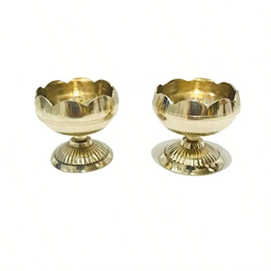 Brass Jyot Diya Tomato Design Golden Diya Jyot Deepak Pooja Dia Brass Diwali Puja Diwali Diya Deepawali Deepak Oil Lamps Christmas Decoration Unique Design Gift Items Pack Of 2 With Phouch