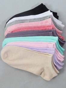 20 Pairs Women's Assorted Candy Color Solid Socks, Sports Socks, Invisible Socks, Solid Color Minimalist Fashion, Suitable For Casual Daily Wear - Multicolor - View 6