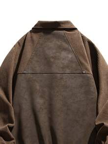 Men's Leather Jacket, Lapel Motorcycle Jacket, Loose Fit Leather Windbreaker, Fall - Coffee Brown - View 5