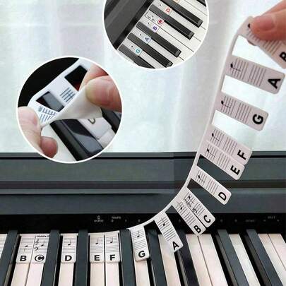 1pc Reusable Silicone Piano Note Guide, Easy Install & Remove Piano Keyboard Note Stickers, Fit For 61/88 Key Pianos, No Glue Needed, Sound Insulating, Kalimba Thumb, Tuning Fork