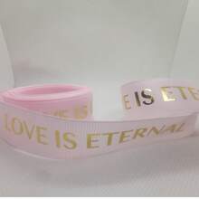 2.5cm X 5yards Floral Printed Satin Ribbon, Foil Stamped "Love Is Eternal" English Letter Bouquet Tie, Craft Supplies For Holidays, Birthdays, Celebrations - Multicolor - View 12