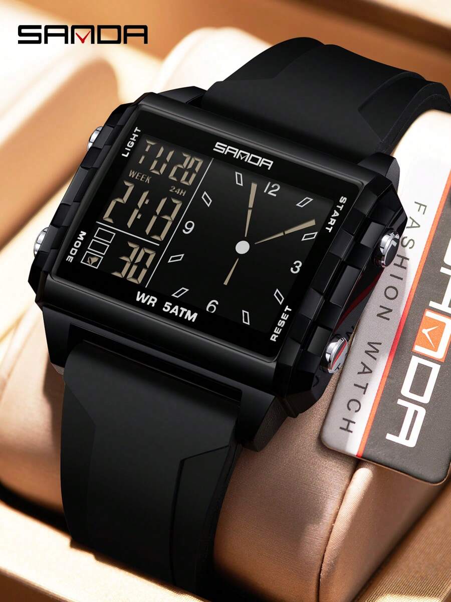 SANDA. SANDA 6273 Fashion Electronic Watches For Man Luminous Calendar Waterproof Clock Outdoor Sports Casual Ladies Digital Wristwatch - One Size - View 1