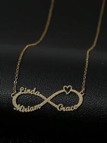 Dây chuyền tên chữ biểu tượng vô cực cá nhân hóa thời trang đa năng, trang sức tùy chỉnh, quà tặng sinh nhật, quà tặng kỷ niệm, quà tặng ngày lễ, quà tặng cá nhân hóa, quà tặng cho gia đình, bạn bè, phù hợp cho tiệc tùng, đi chơi - Vàng mờ - Xem 10