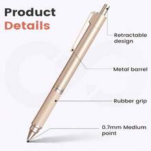 Gel Pens, 5 Pcs Metal Gel Ink Pens, 0.7mm Black Ink Pens For Journaling, Cute Pens For School Office Home, Fancy Pen Set Gifts For Women Men, Red - 紅色 - 查看 6
