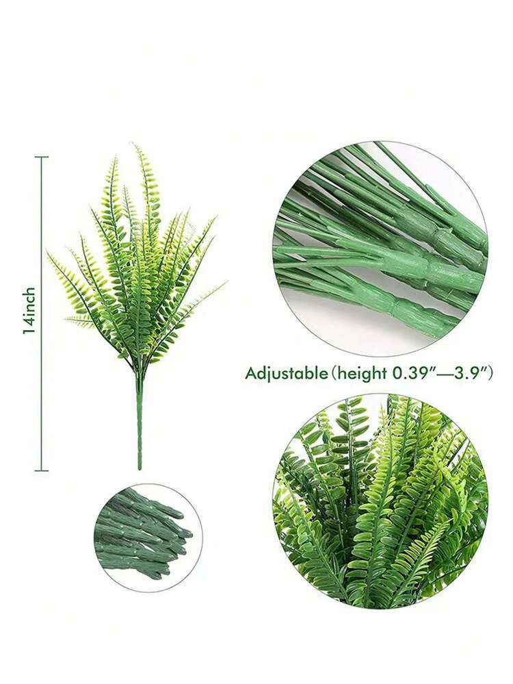 4/10pcs Artificial Fern Leaves + Ivy Christmas Decor Fake Green Plants Wall Wreath Party Backdrop Bedroom Decoration Garden Landscaping, Maintenance-Free - Green - View 6