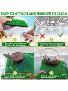 1 Piece Floating Turtle Basking Island With Artificial Grass Platform - Turtle/Fish Aquarium Decoration Reptile Accessories Mini Swim Ring Suitable For Brazilian Squirrel/Water Turtle/Land Turtle For Resting, Basking And Climbing, Reptile Habitat Decor