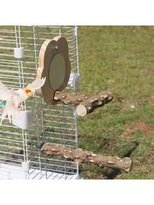 1pc Tiger Stripe Mirror Peony Flower Phoenix Black Stand Toy Platform, Suitable For Bird Cage Perch Parrot Supplies - Multicolor - View 5