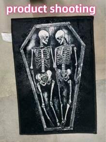 1 件深色哥特式骷髅棺材地毯、万圣节哥特式地毯、万圣节地毯、毛绒地毯、客厅地毯、区域地毯、房间装饰、大型客厅地毯、家居装饰、可洗地毯 - 彩色 - 查看 8