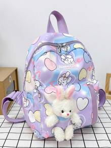 可爱兔子幼儿园书包女学龄前女孩超轻减负卡通时尚护脊双肩背包开学季手提包书包2025复古包 - 紫色 - 查看 1