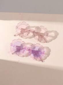 5 piezas Gafas de sol infantiles de diseño de flores transparentes de moda para exteriores