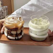 1pc Asymmetrical Glass Cup Rattan Design Coffee Cup, Milk Cup, Juice Cup, Water Cup, Breakfast Cup, Oatmeal Cup, Suitable For Daily Use