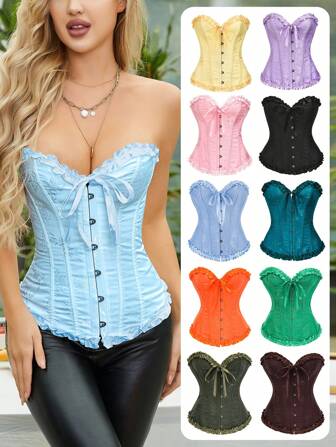 女式提花露背系带吊带塑身衣上衣，束腰，适合新年派对、情人节、节日、圣帕特里克节、万圣节服装