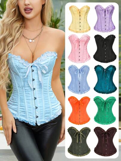Women's Jacquard Backless Tie Camisole Shapewear Top, Waist Cincher For New Year Party, Valentine's Day, Holiday, St. Patrick's Day, Halloween Costume
