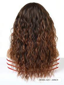 20英寸渐变棕色长卷发假发，高品质、舒适、透气、蓬松的合成纤维假发，非常适合度假、旅行、家庭聚会、角色扮演、音乐节和日常佩戴。 - 漸層棕色 - 查看 6