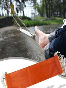 1pc Canvas Office Rest Foot Hammock, Outdoor Leisure Foot Hammock, Adjustable Length Foot Hammock, Slouchy Person Rest Foot Hammock, Foot Stool, Swing, Creative Home Gift, Relieve Foot Fatigue Rest Foot Hammock, Can Be Hung Under The Office As A Footrest - Multicolor - View 4