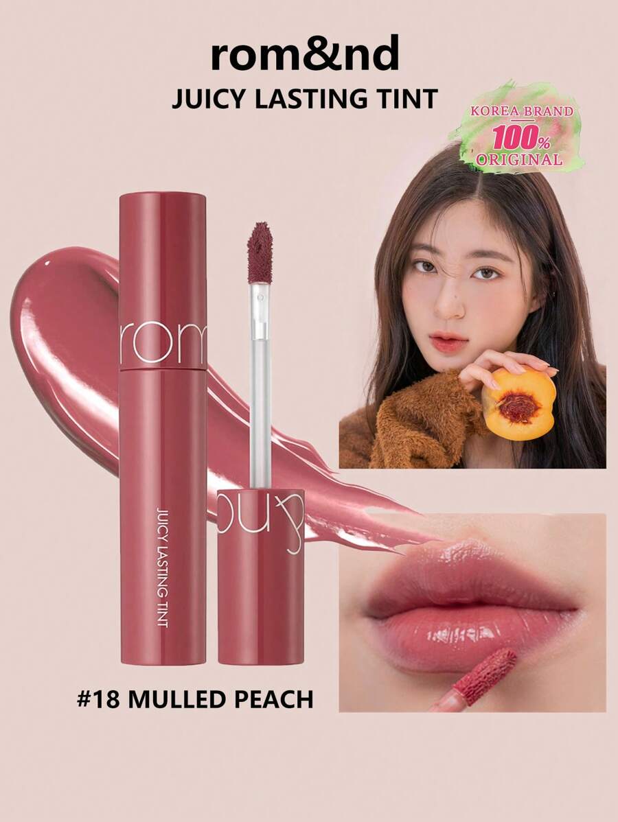 Rom&nd Romand Long-Lasting Moisturizing Lip Gloss 18 Peach, 5.5g/0.2oz, Romand Liquid Lipstick, Lip Tint, Moisturizing Glossy Makeup Effect, Long-Lasting Color, MLBB (My Lips But Better), Moisturizing, High Color Payoff, Creates Natural Transparent Makeup, Daily Lip Tint, Korean Cosmetics, Gift Set