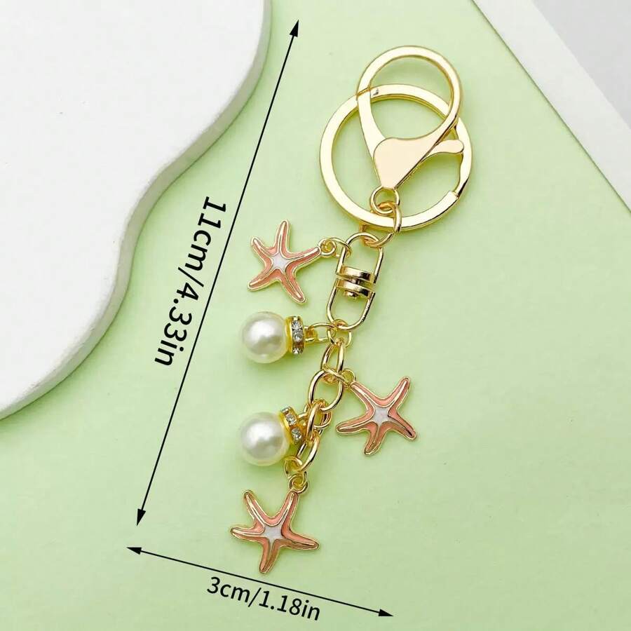 Cross-Border Creative Handmade Colorful Starfish Keychain School Bag Pendant Gift Keychain Pendant For Girls