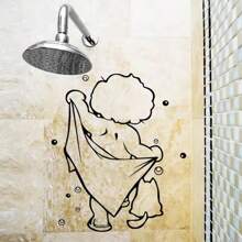 1 pieza Pegatinas para puerta de ducha de vidrio, pegatinas de pared para baño de niños, pegatinas impermeables y removibles con diseños lindos para decoración de baño de bebé, arte de pared y decoración